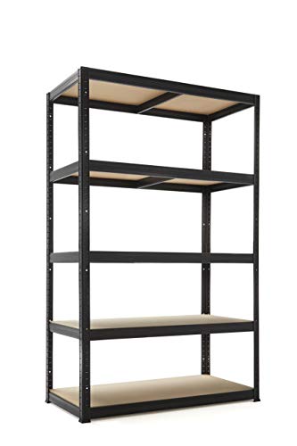 KitHome - Estanteria Almacenaje 5 Baldas, 180x120x45cm, 275Kg por Balda, Negro y MDF, MAX 5B12045275K