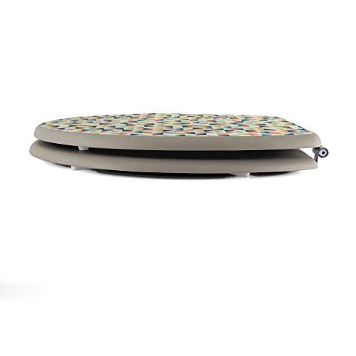 banjado – taupe Design Toilettendeckel WC Sitz Brille 36m x 5cm x 45cm mit Motiv Ecken - 6