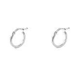 Estuche Regalo Pendientes Niña Oro Blanco Aro liso cuadrado 13x1.5 mm