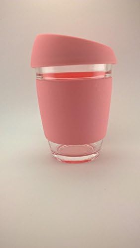 Glass Coffee Cups Tea Cups With Silicone Lid Travel Cup Cafe Work Reusable Coffee Mugs For Latte Cappuccino Espresso Soft Drinks12oz/350ml (Pink)