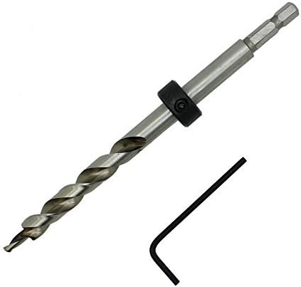 Inton 1/4" Hex Replacement Twist Step Drill Bit with Depth Stop Collar 6.5" Length for Kreg Manual Pocket Hole Guide Jig Master System (1/4" Hex 3/8" with Collar)