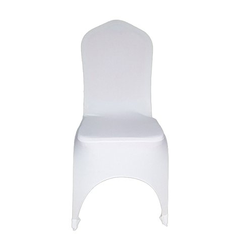 Stuhlhusse Stretch Universal Stuhlüberzug Stuhlbezug weiss mit Ausschnitt - 8