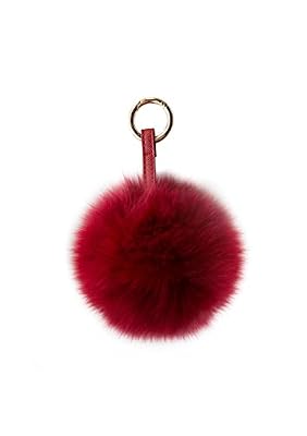 NOVAGO® PomPon Bijou de sac en fourrure , qualité supérieure garantie , diamètre 13 cm (Renard Bordeaux)