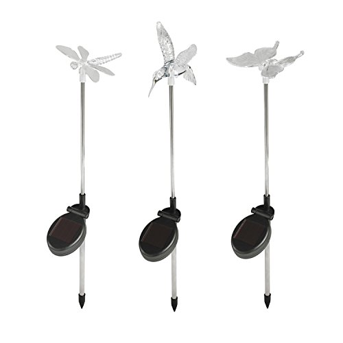 3er Set Solar Stableuchten Gartendeko Libelle Kolibri Schmetterling Lights4fun - 5