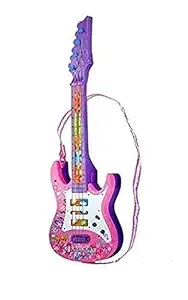 LUCHILA Rockband Music and Lights Guitar Toy, Big Red for Girls Kids Guitar Musical Toy with Mic Boys, Girls Learning to Play, 17 Inches, Battery Operated Music and Lights (Multi Color ).