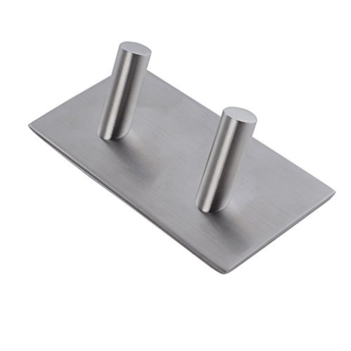 Weare Home Modern Stil Doppel Wandhaken Handtuchhaken Badezimmerhaken Küchehaken aus 304 Edelstahl 3M Klebstoff ohne Bohren Rostfrei Aufhänger Haltbar Badzubehör Badaccessoires Dekor für Küche - 5