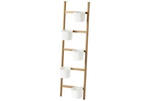 Ikea SATSUMAS Support avec 5 cache-pots en bambou Blanc 125 cm