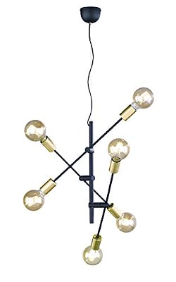 Trio Leuchten 306700632 Cross Lampe Suspendue, Métal, E27, 1 W, Noir Mat, 54,5 x 54,5 x 150 cm
