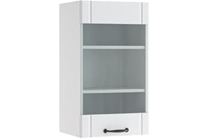 Vicco Armario de Cocina con Vidrio Fame-Line, Blanco casa de Campo/Blanco, 40 cm