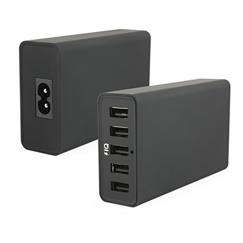 Incutex 40W 5V / 8A 5-Port USB Ladegerät mit PowerIQ Technologie und 1.25m Netzkabel für Apple & Android Smartphones, Tablets und andere USB Geräte