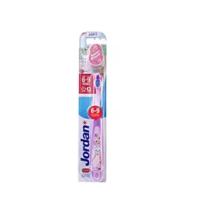 Jordan Step 3 Kids Toothbrush with Stand, 6-9 Years Tooth brush , Soft Bristles, BPA Free Kid Toothbrush (6-9Years Kid-Stand-Purple)