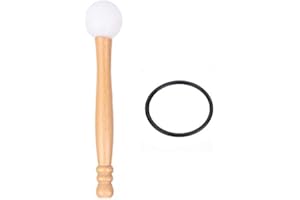Bnineteenteam Crystal Singing Bowl Mallet, Wood Mallet Stick Rubber O Rings for Playing Crystal Singing Bowl Musical Instrument Accessory