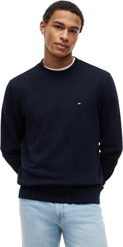Tommy Hilfiger Uomo Felpa Essential Terry Crewneck con Scollo Rotondo, Blu (Desert Sky), L