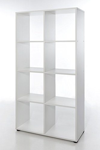 Dreams4Home Regal ‚Noah‘ weiß buche Sonoma Eiche Sägerau 70 x 142,5 x 29 cm Raumteiler 8 Fächer Holz Bücherregal, Farbe:Buche - 2