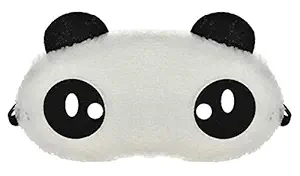 PRASJAL Cute Fur Panda Eye Blind Sleeping Eye Mask Slip Night Sleep Eye White and Black Super Soft & Smooth Travel Masks for Men Women Girls Boys Kids (Panda)