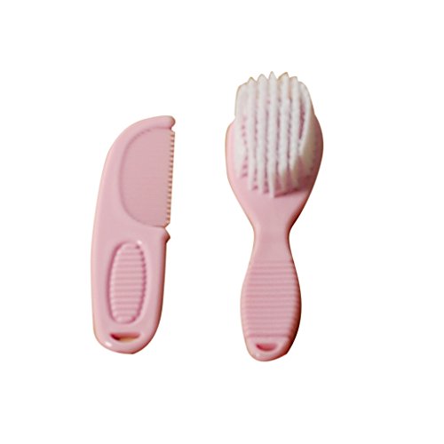 Baby Brush and Comb Set Soft Touch 3 Colours Pink White Blue
