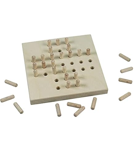 Solitaire Steckhalma Spiel – Großes Holz Strategiespiel Für 1 Person, 33 Stecker, Reisespiel