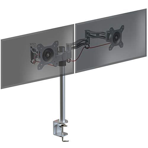 Duronic DM352 SR Monitorhalterung/Tischhalterung/Monitorarme/Monitorständer in Silber für LCD/LED Computer Bildschirme/Fernsehgeräte mit Neig und Rotierfunktion