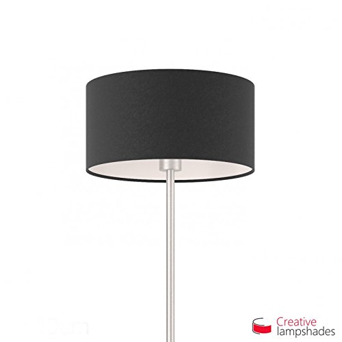 Lampenschirm Zylinder schwarz Leinwand - Durchmesser 35cm - H. 22cm, E27 Für Stand Pendelleuchten, Nein