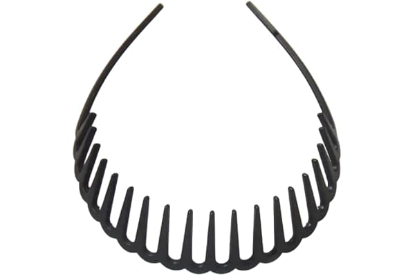Seeotwo 2 Pieces Resin Hairband Shark Tooth Style Non-Slip Black Wave Sports Yoga Headband Fashion Adjustable Wavy Hair Hoop 