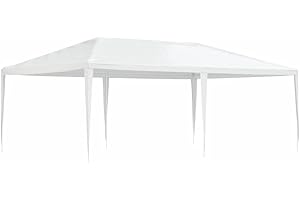 vidaXL Tente de Réception Tonnelle de Patio Chapiteau de Jardin Pavillon d'Extérieur Belvédère de Terrasse Voyages de Camping 4x6 m Blanc
