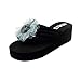 Produktbild BaZhaHei Sommer Elegante Boho Vintage Damen Frauen Mode Zehentrenner Hausschuhe Strand Sandalen Pantoffel Flach Flip Flops T-Strap Offene Thong Schuhe Classic Sommerschuhe (38, Hellblau)