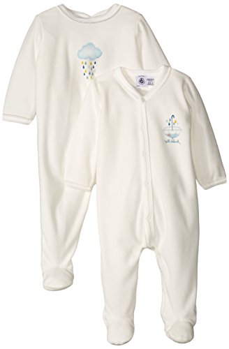 Petit Bateau Unisex Baby Lot Salsa Footies, White (Lait), 0-3 Months (Manufacturer Size:1 Months)