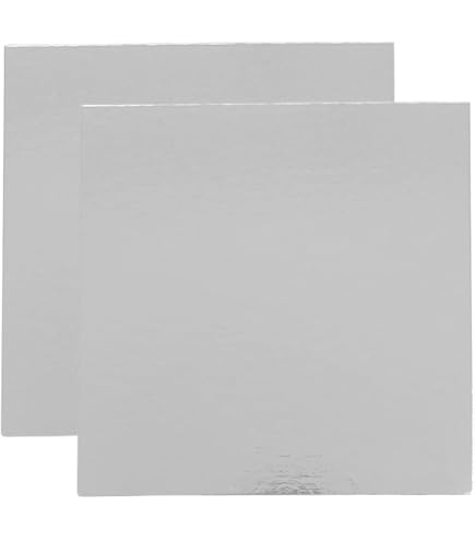 Be Your Packer 10 Supporti Per Torte Quadrati 25x25 Cm Argento 1 Mm Di Spessore | Sottotorta Per Feste Matrimoni, Decorazioni Per Torte E Dolci | Base Per Torta Perfetta Per Torte - 12