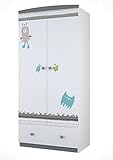 Polini Kids Kleiderschrank Basic monsters 2-türig weiß-grau, 1189-2