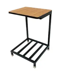 P P CHAIR Office Home Metal Inverter Stand OR Trolley for Home Inverter Battery UPS Made of Metal with Wooden Shelf ON TOP (Double Inverter Stand)