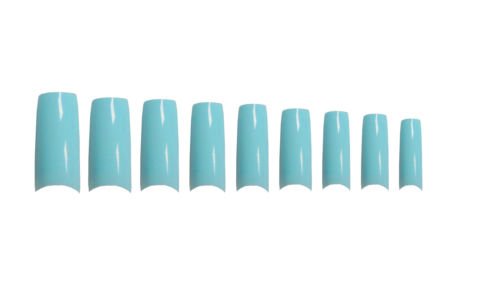 500 x FALSE FRENCH STYLE ACRYLIC NAIL ARTIFICIAL FAKE NAIL TIPS 9 COLOURS AVAILABLE (Baby Blue)