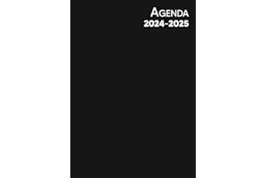 Agenda scolaire 2024 2025: Organisateur semainier, 1 semaine sur 2 pages, format A5, pour garçons et filles, Collège Lycée - couverture noire