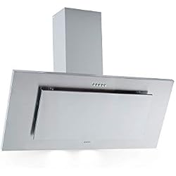 Klarstein Athena - Hotte aspirante murale, sans tête, 90 cm, 300m³/h, recyclage d'air possible, 3 niveaux, éclairage LED de la table de cuisson, filtre à graisse aluminium, argent