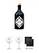 Produktbild The Illusionist Dry Gin 0,5 Liter + Citadelle Ballon GIN Glas 1 Stück + Citadelle Ballon GIN Glas 1 Stück + Schiefer Glasuntersetzer eckig ca. 9,5 cm Ø 2 Stück
