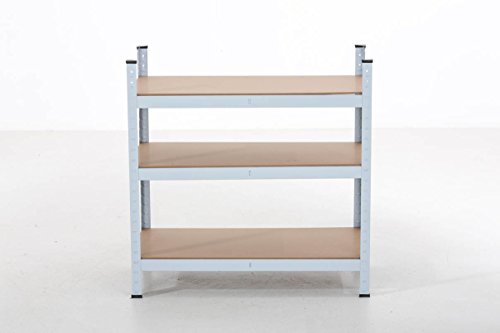 CLP Schwerlastregal, Metall, verzinkt, Tragkraft 525 kg, Maße: 90 x 90 x 45 cm, Lagerregal 3 Böden weiß - 3