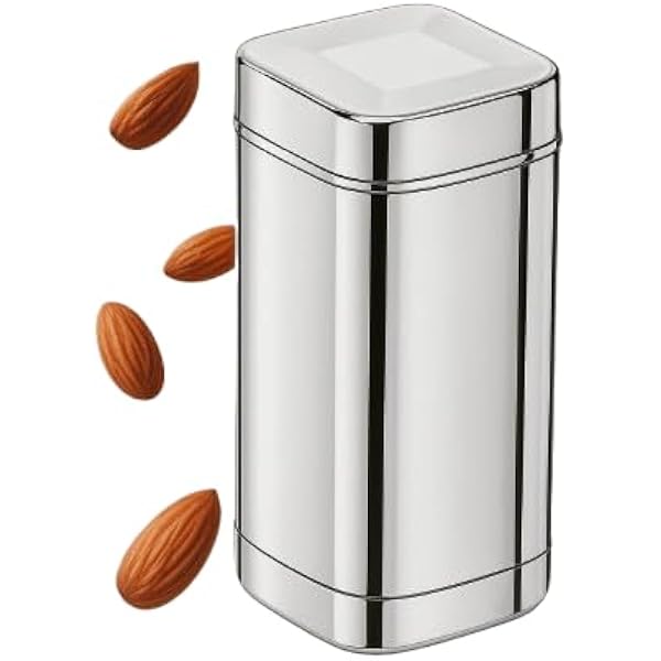 Silver Hinged Flip Top Metal Tea Tin (2 Pack) With Scoop Spoon — Holds 2 Cups Loose Tea Each - View #2