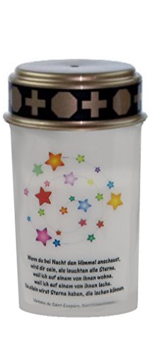 Sternenkind LED Grabkerze Grablicht Trauerkerze Motiv Sterne Prinz inkl. Batterien