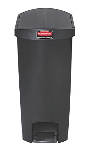 Rubbermaid Slim Jim 50 Litre End Step Step-On Resin Wastebasket - Black