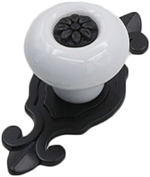 5 pcs Vintage Ceramic Knobs Pulls Handles for Cabinet Drawer Closet Dresser Cupboard Wardrobe Furniture Door Kitchen (White-Black)