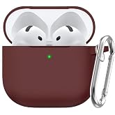 Soft Yumuşak Lansman Esnek Silikon Airpods 4 ile uyumlu İ&ccedil;i Kadife Kulaklık Kılıfı ve Karabina Anahtarlık (Bordo, Airpods 4)