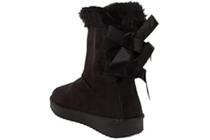 Primtex Bottes fourrées chaudes femme avec ruban satiné et fourrure synthétique