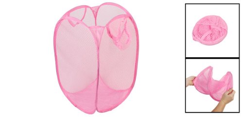 sourcingmap® Netz faltbar Wäschebox Wäschesack Wäschekorb Wäschesammler Wäschehalter rosa de - 2