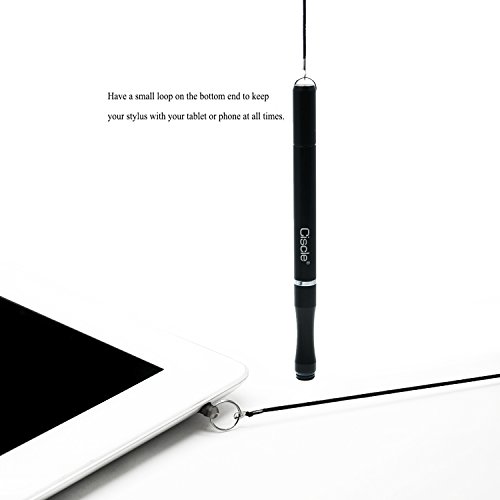 Ciscle Disc Stylus/Styli pen mit 2 klare ersetybare Disc Tipps Für alle Touchscreen Geräte, mit verdeckte Speicherung für ersetzbare Disc Tipps (schwarz) - 5