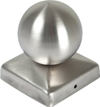Pfostenkappe mit Kugel für Holzpfosten Edelstahl 90 x 90 mm