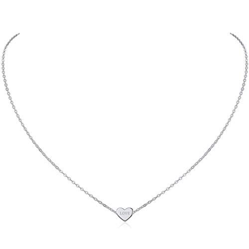 ChicSilver Personalizada Joyería con Cadena Fina de 16 Pulgadas Corazón Collar para Femenina 925 Plata de Ley Regalo Cumpleaños Minimalist Hija