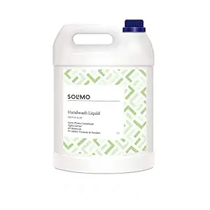 Amazon Brand - Solimo Liquid Handwash Refill Can, Neem & Aloe, Germ Protect, ph-Balanced, 5 L