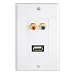 Produktbild MagiDeal Usb2.0 2xRca Cinch Wand Frontplatte Anschlussfeld RCA Wall Socket Faceplate Two Ports Audio Video AV HDTV