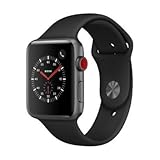Apple Watch Series 3, 42 mm, GPS + Cellular, Aluminium Gehäuse, Space Grau mit Sport-Armband, Schwarz, 2017