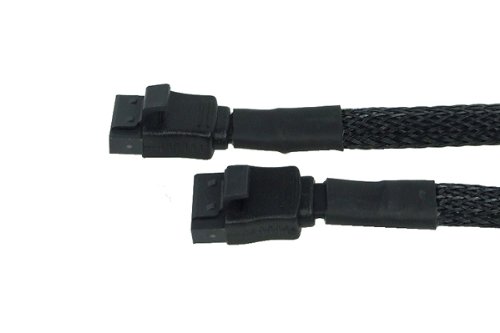 Phobya SATA 3.0 Anschlusskabel gerade mit Sicherheitslasche 15cm - Schwarz gesleevt