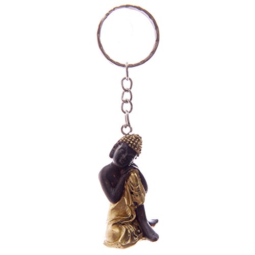 Portachiavi con Buddha Tailandese in Oro e Marrone in resina - 4